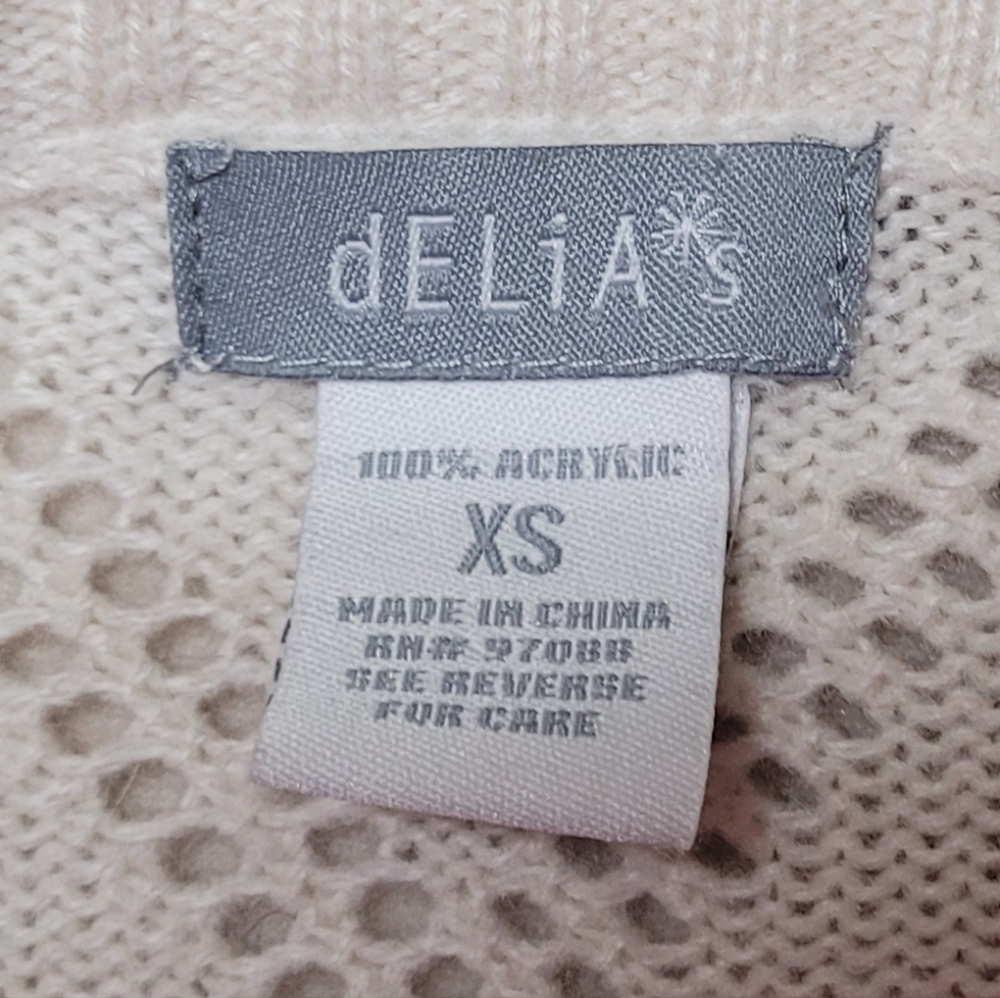 Delia's Rare Vintage 90s Multi-color Skull & Crossbones Off-White Eyelet Sweater - Picture 12 of 12